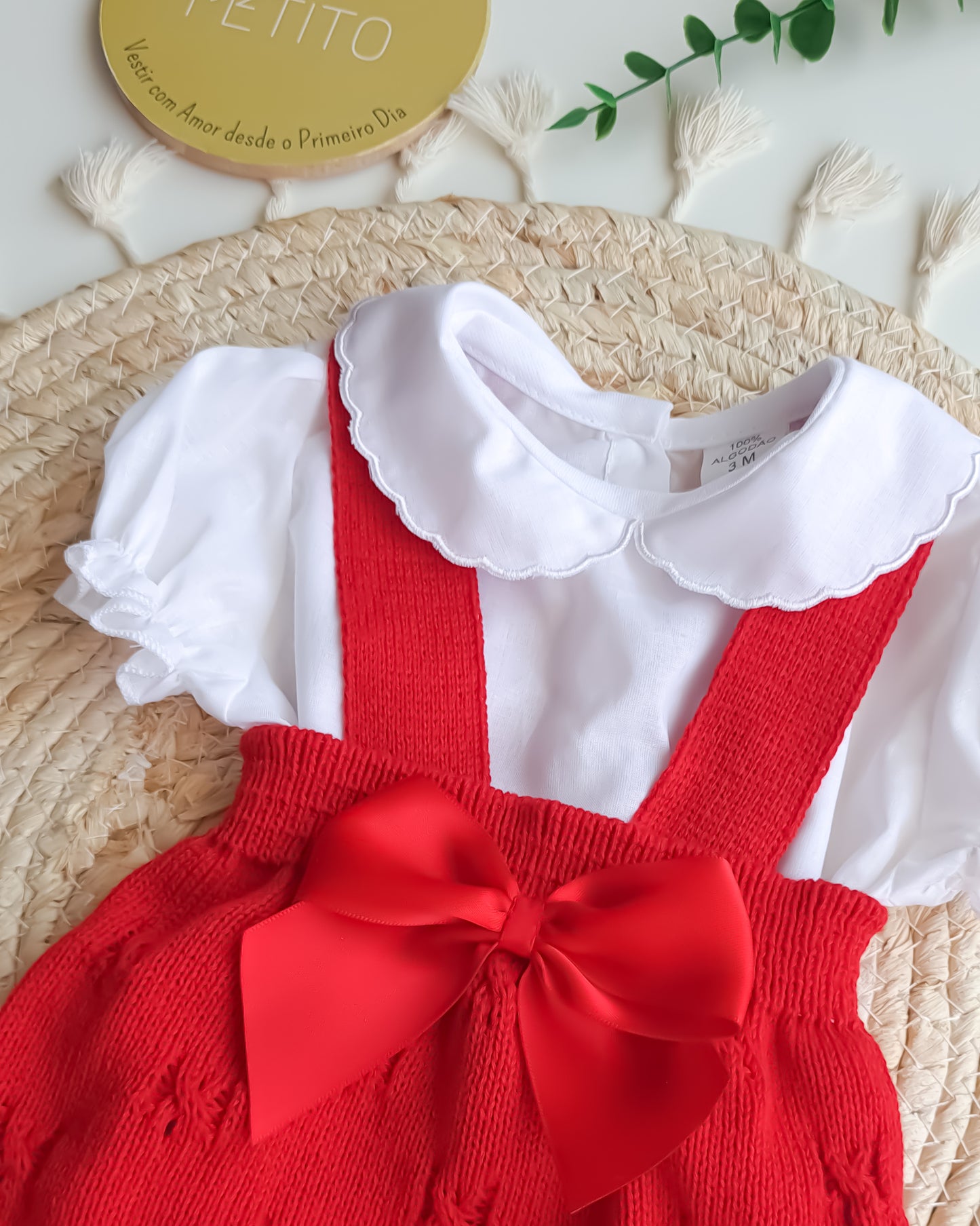 Fofo de Malha Vermelho com Blusa Manga Curta