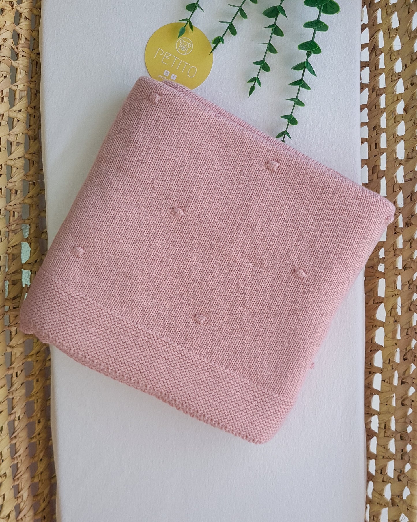 Manta de Malha Pompons