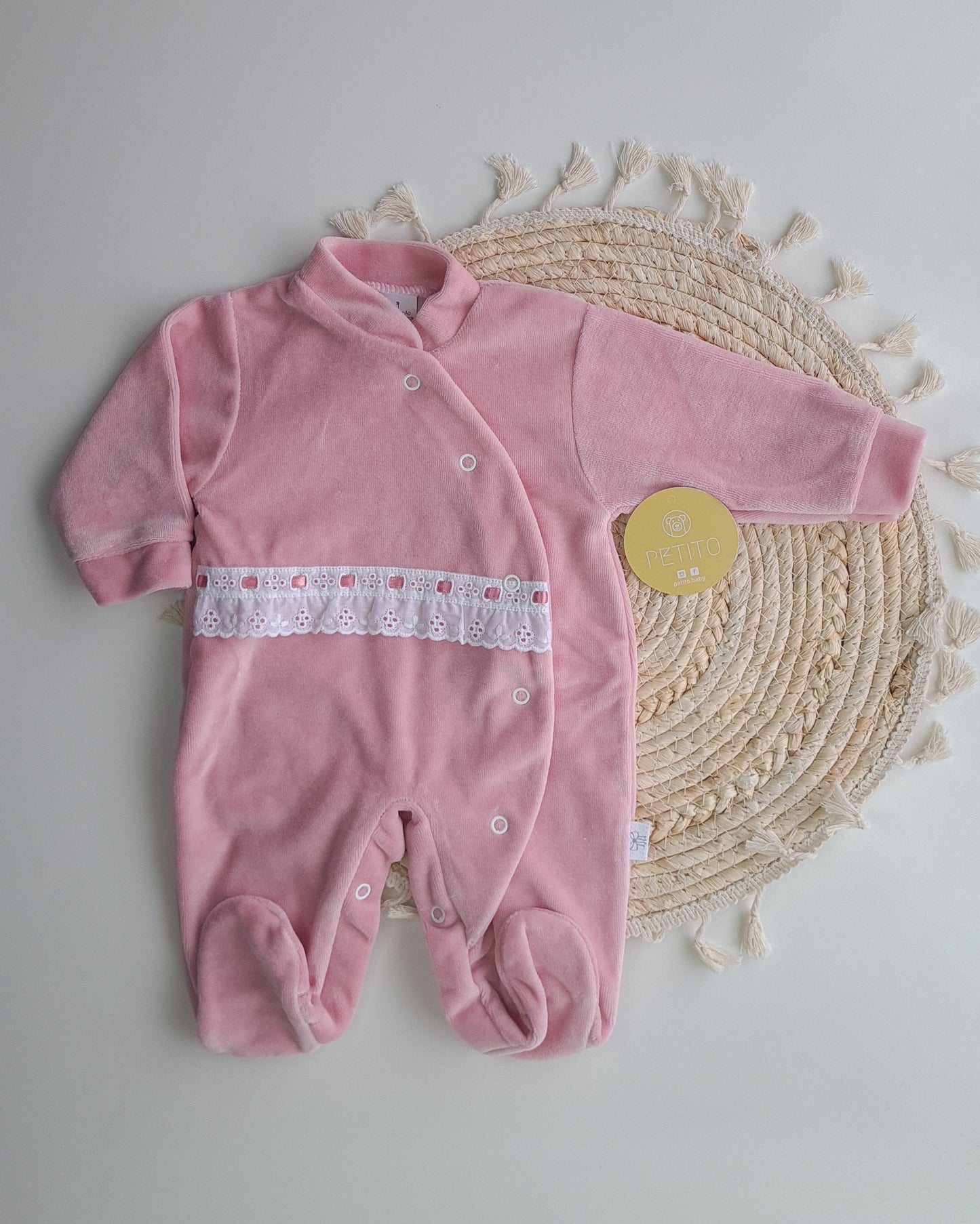 Babygrow de veludo com bordado