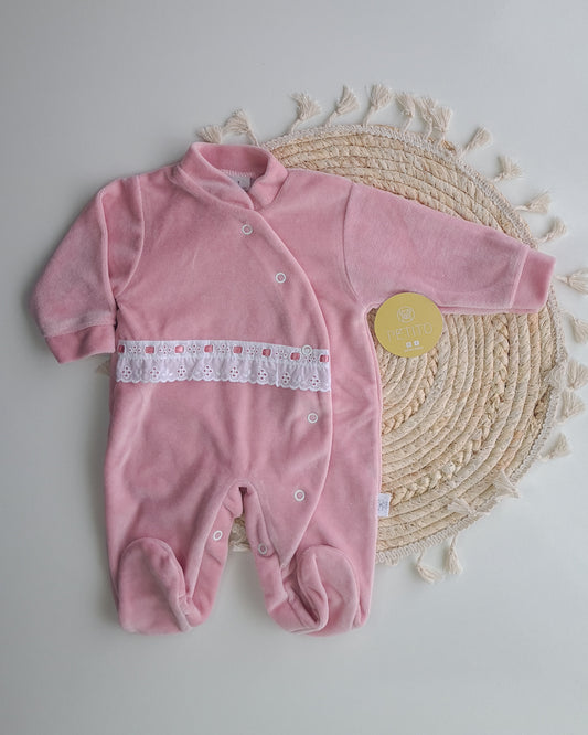 Babygrow de veludo com bordado