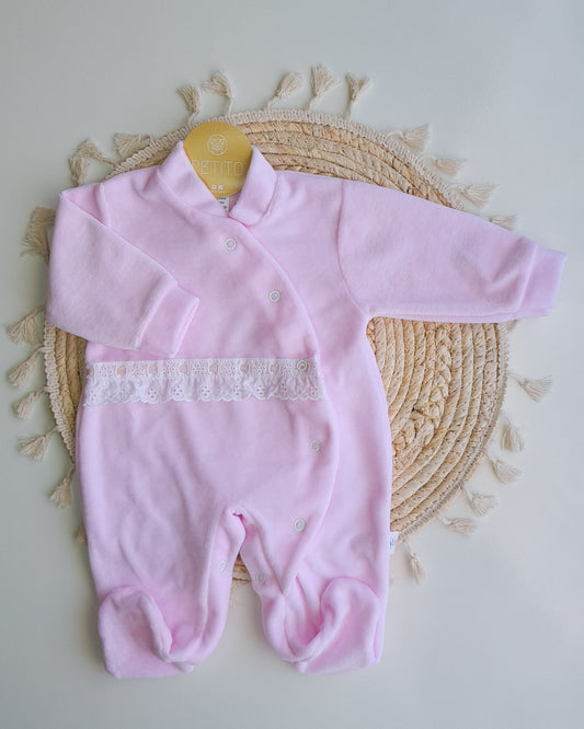 Babygrow de veludo com bordado