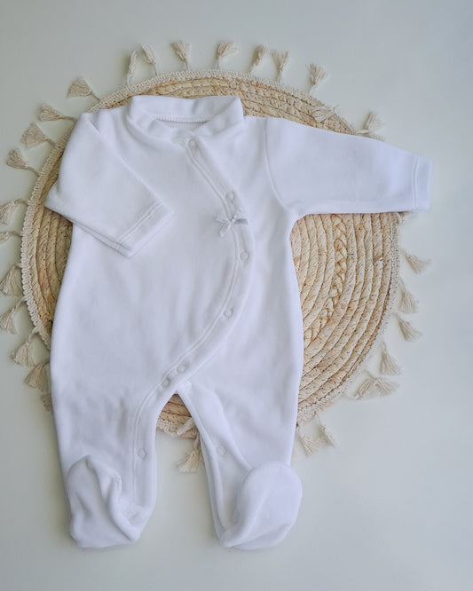 Babygrow de veludo branco