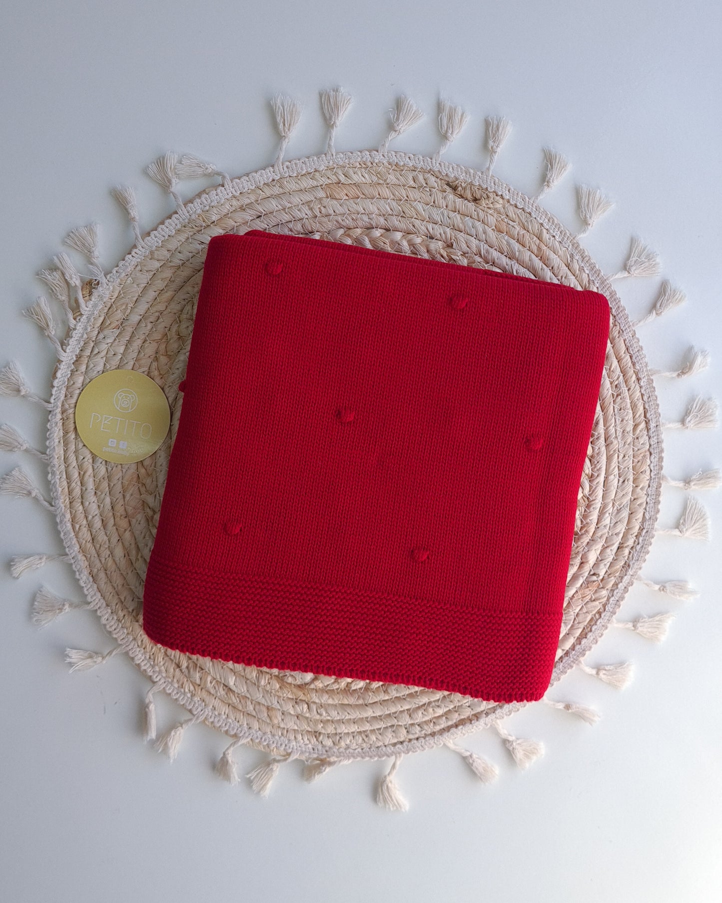 Manta de Malha Pompons