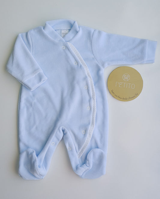 Babygrow de veludo azul bebé