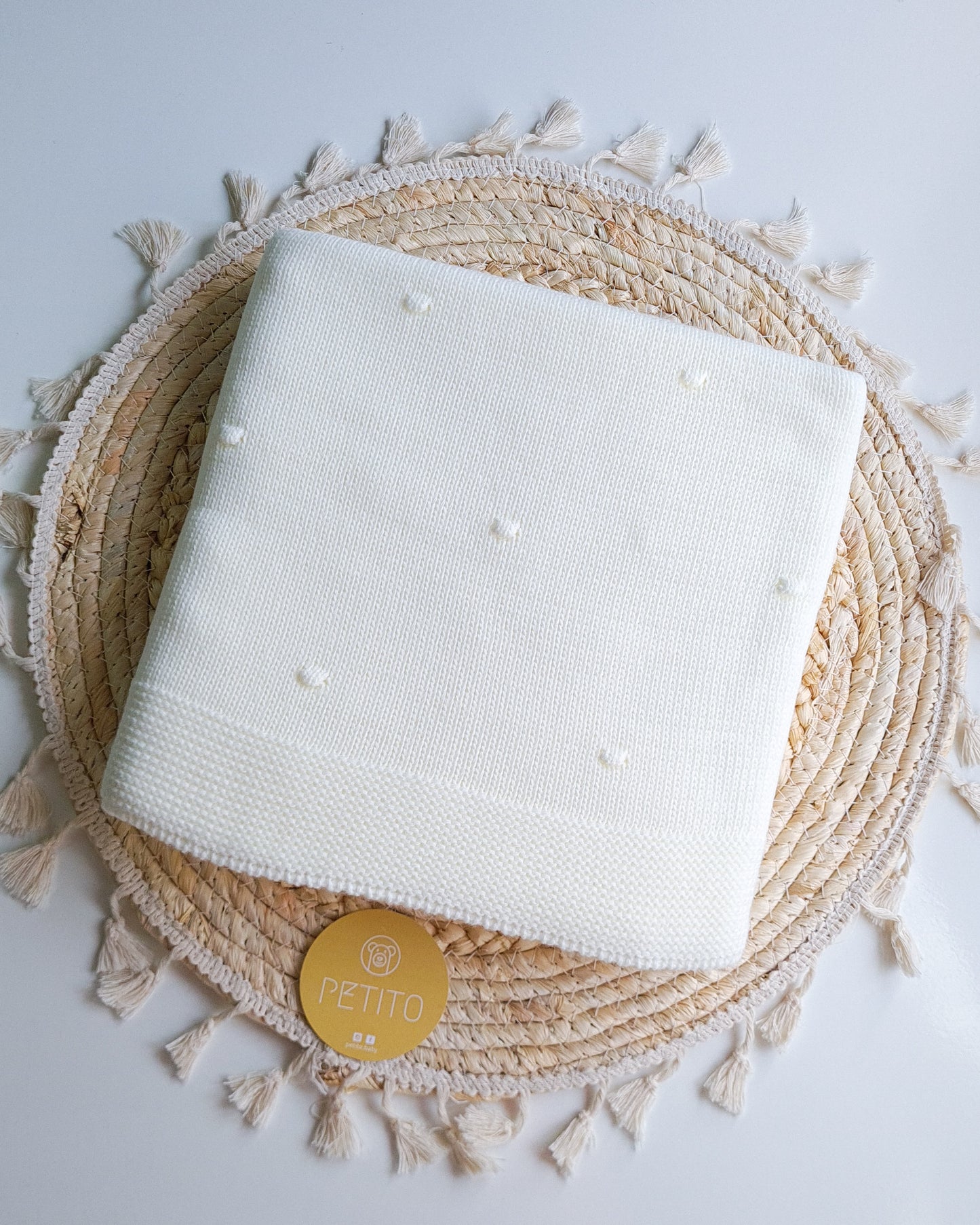 Manta de Malha Pompons