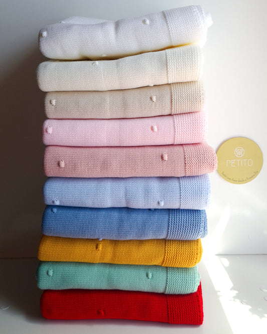 Manta de Malha Pompons