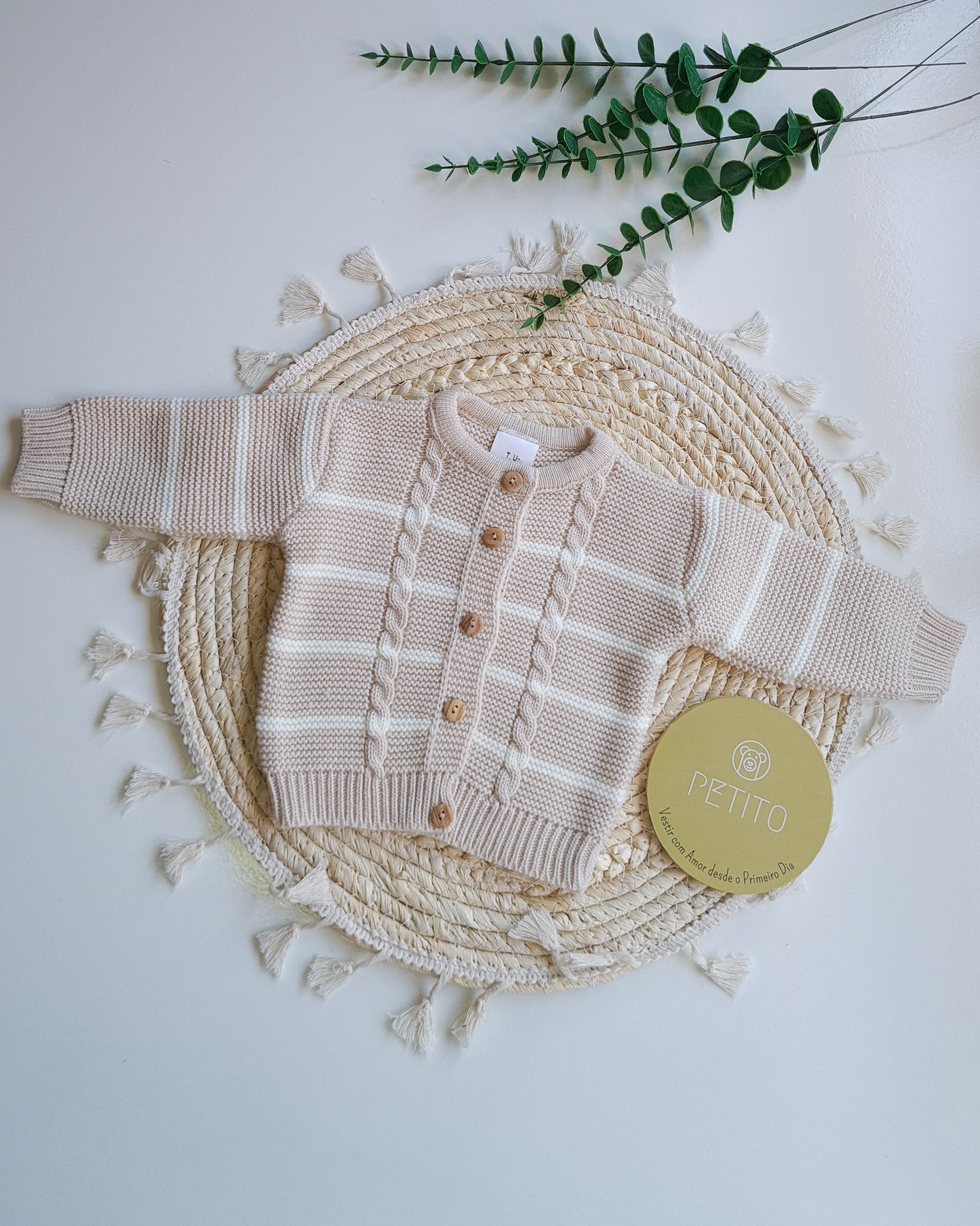 Casaco de malha com riscas