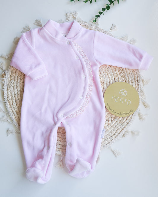 Babygrow de veludo com bordado