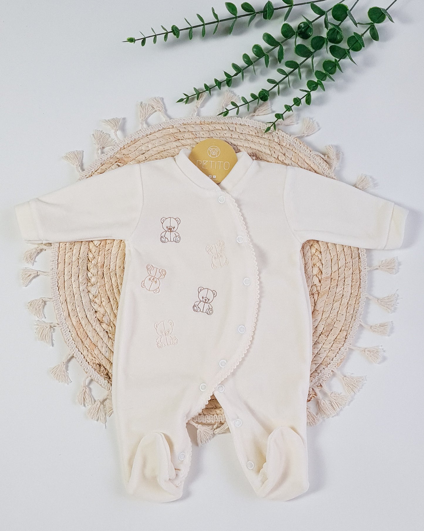 Babygrow de veludo com ursinhos