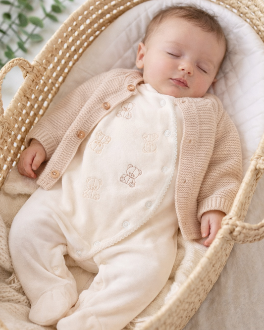 Babygrow de veludo com ursinhos