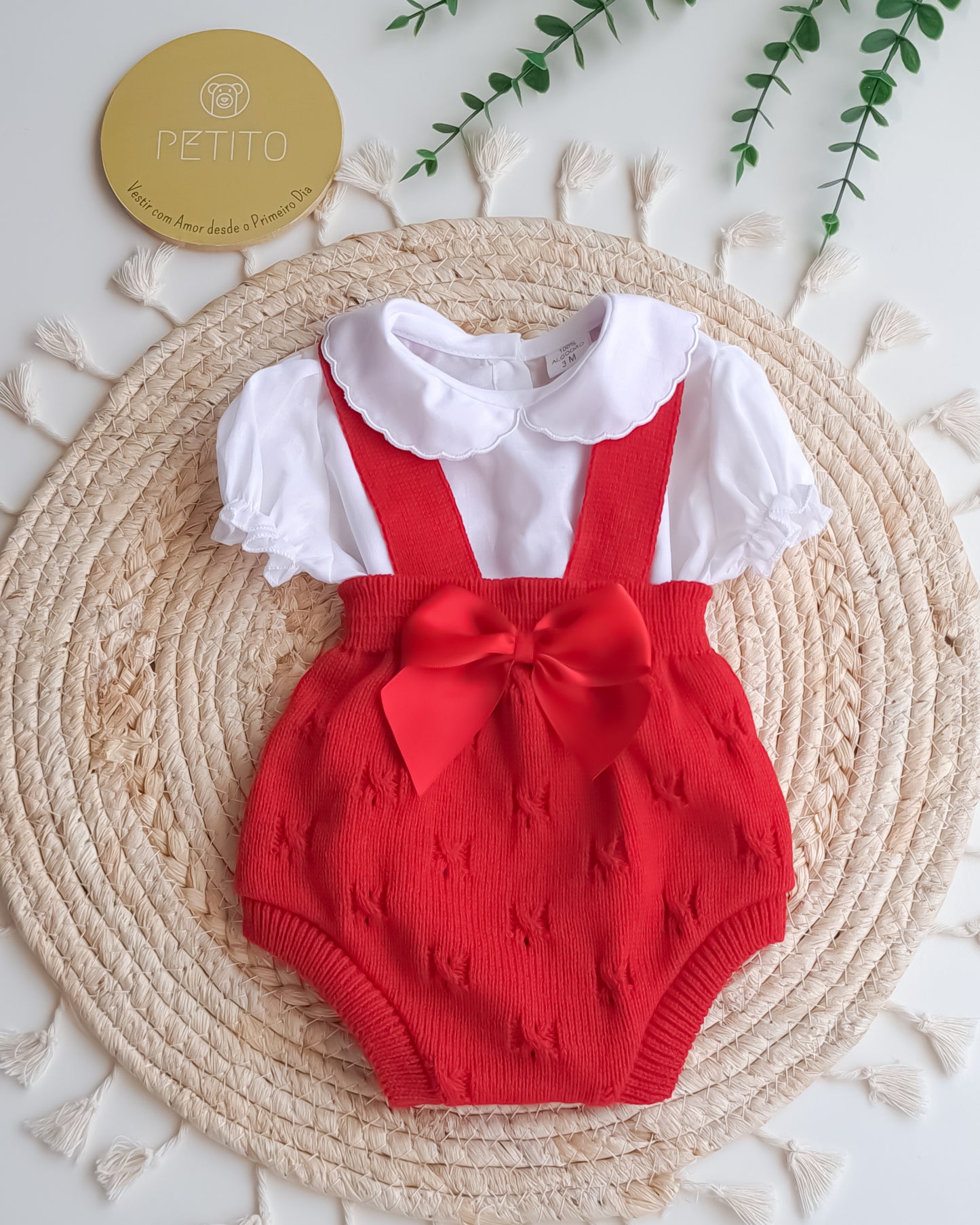 Fofo de Malha Vermelho com Blusa Manga Curta