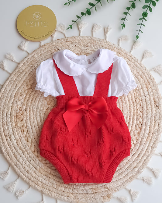 Fofo de Malha Vermelho com Blusa Manga Curta