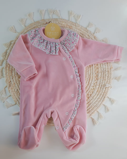 Babygrow de veludo com gola