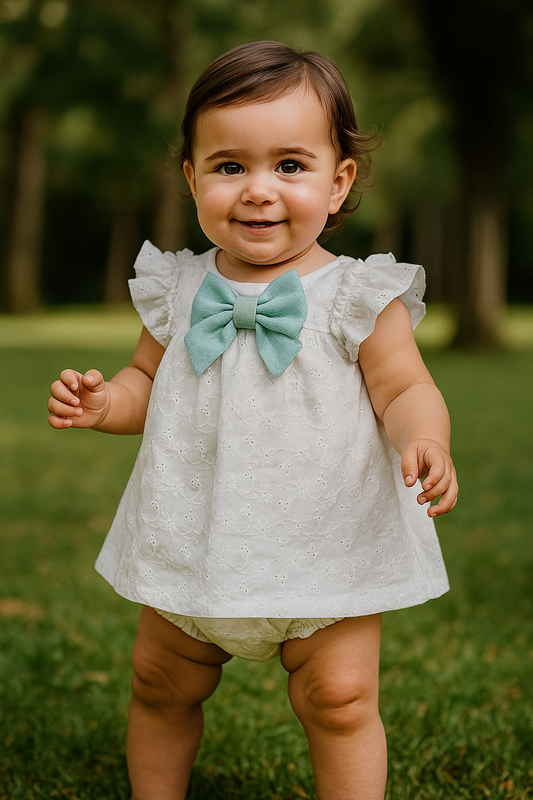 Vestido com bordado inglês